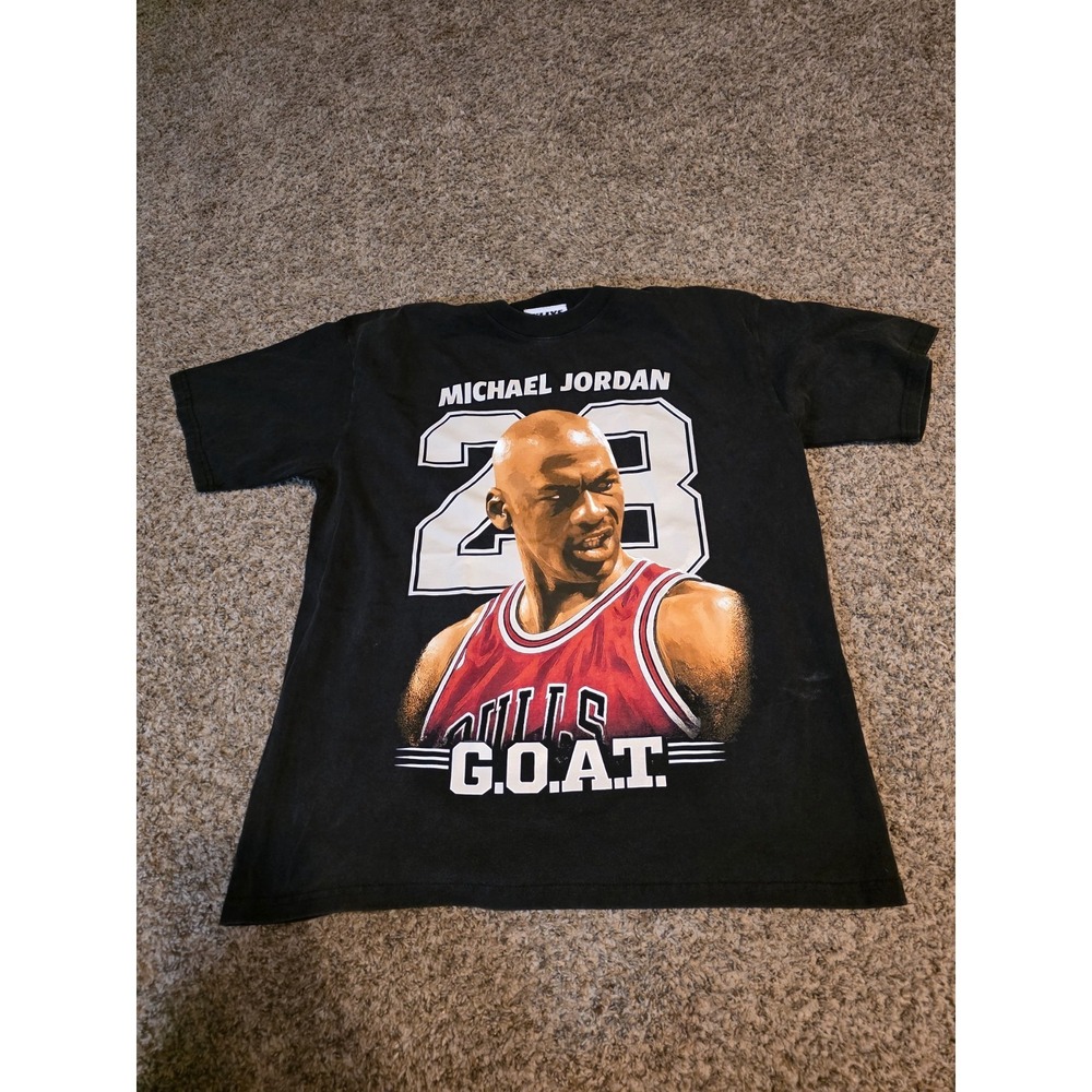 Michael Jordan GOAT Graphic T Shirt Mens Medium Black Chicago Bulls NBA